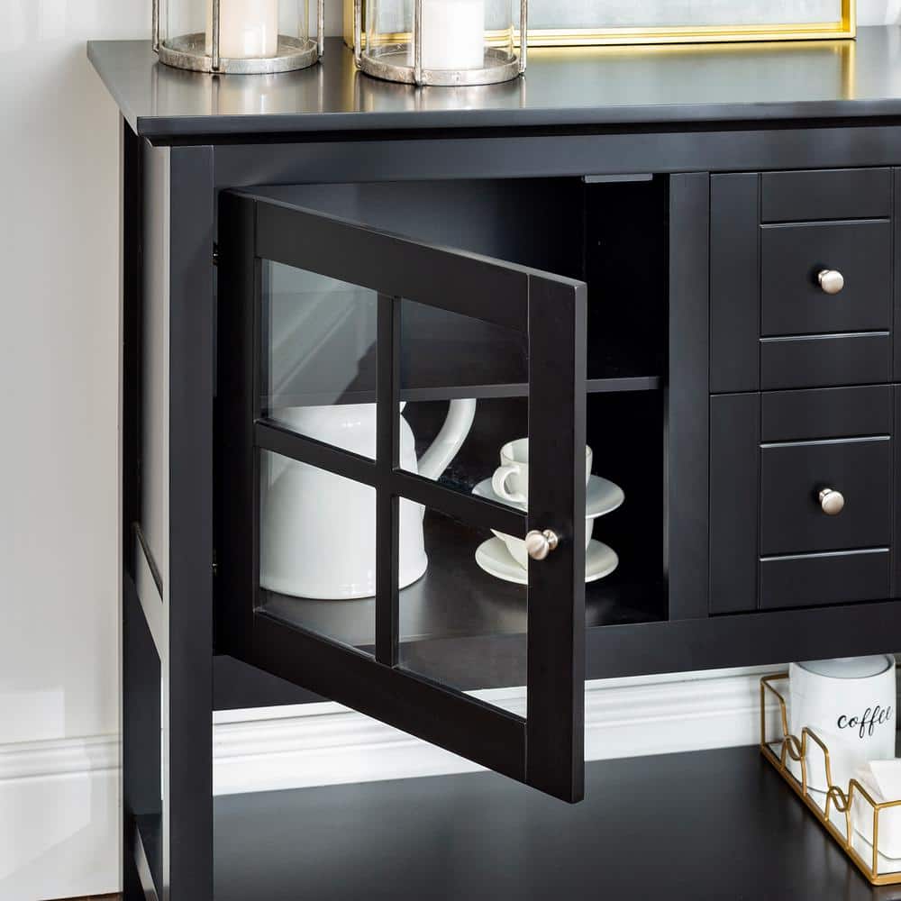 Elegant 52" Black High-Grade MDF TV Stand with Glass-Paned Doors