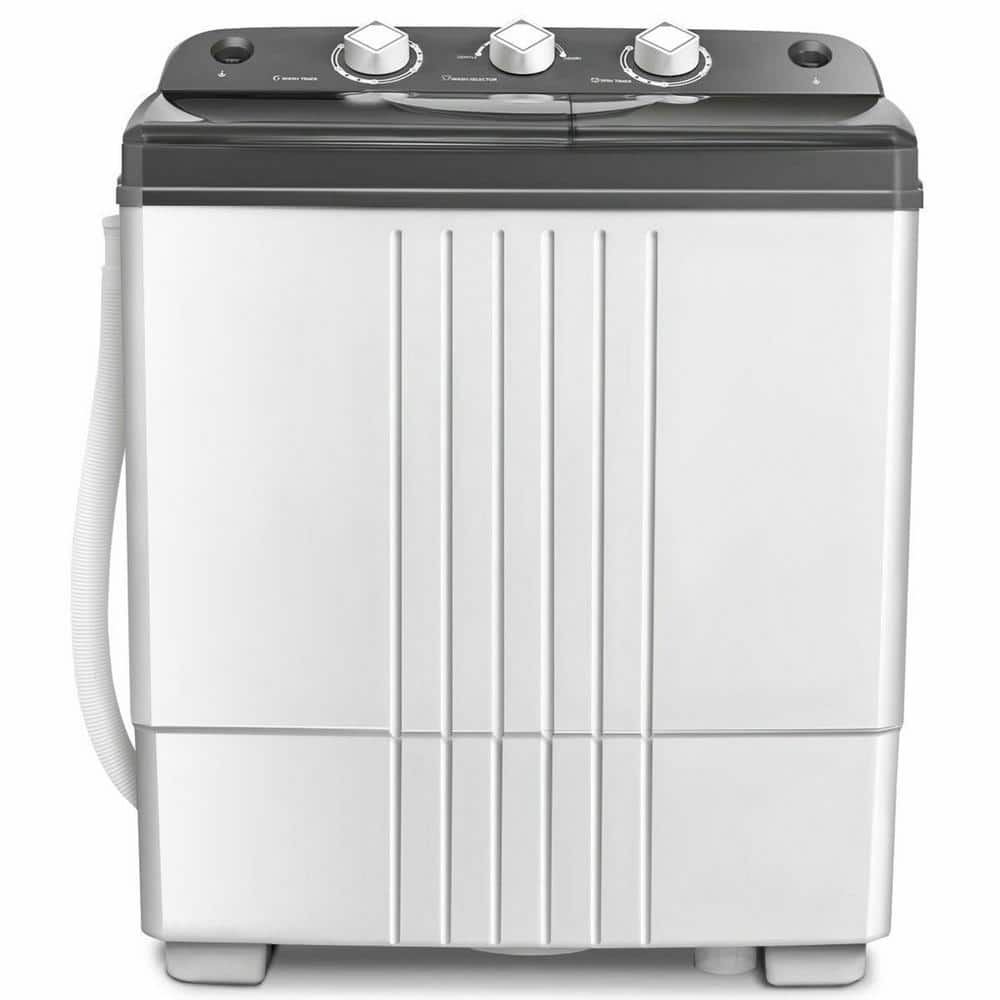 2.4 cu. ft. Portable Top Load Washing Machine Compact Twin Tub 20 lbs. Capacity Washer Spinner in Grey