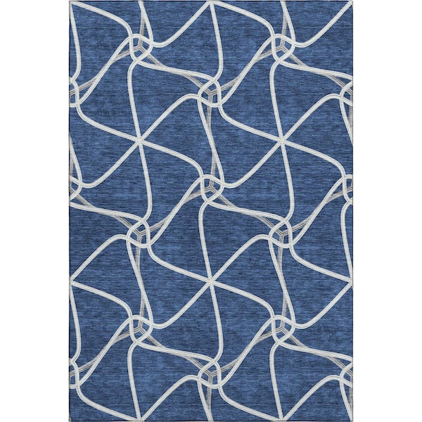 Addison Rugs Mayfield Premium Machine Washable Abstract AMF948 Blue 10 ft. x 14 ft. Area Rug