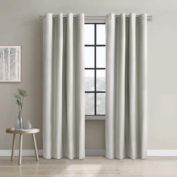Unbranded Alpine White Polyester Solid 52 in. W x 95 in. L Grommet Indoor Blackout Curtain (Single Panel)