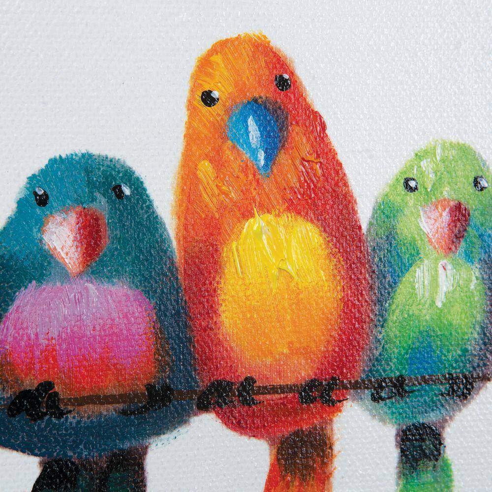 Multicolor Acrylic Birds on Wire Canvas Wall Art
