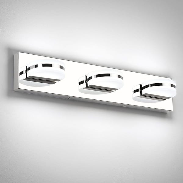 21.7 in. 3 Light Chrome LED Vanity Light with 360° Up and Down Dimmable 5500K Light