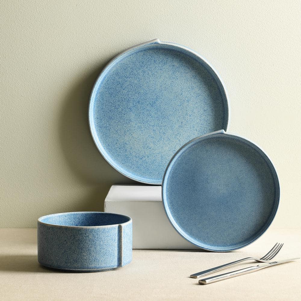 Bao Blue Ceramic 12-Piece Dinnerware Set for Four