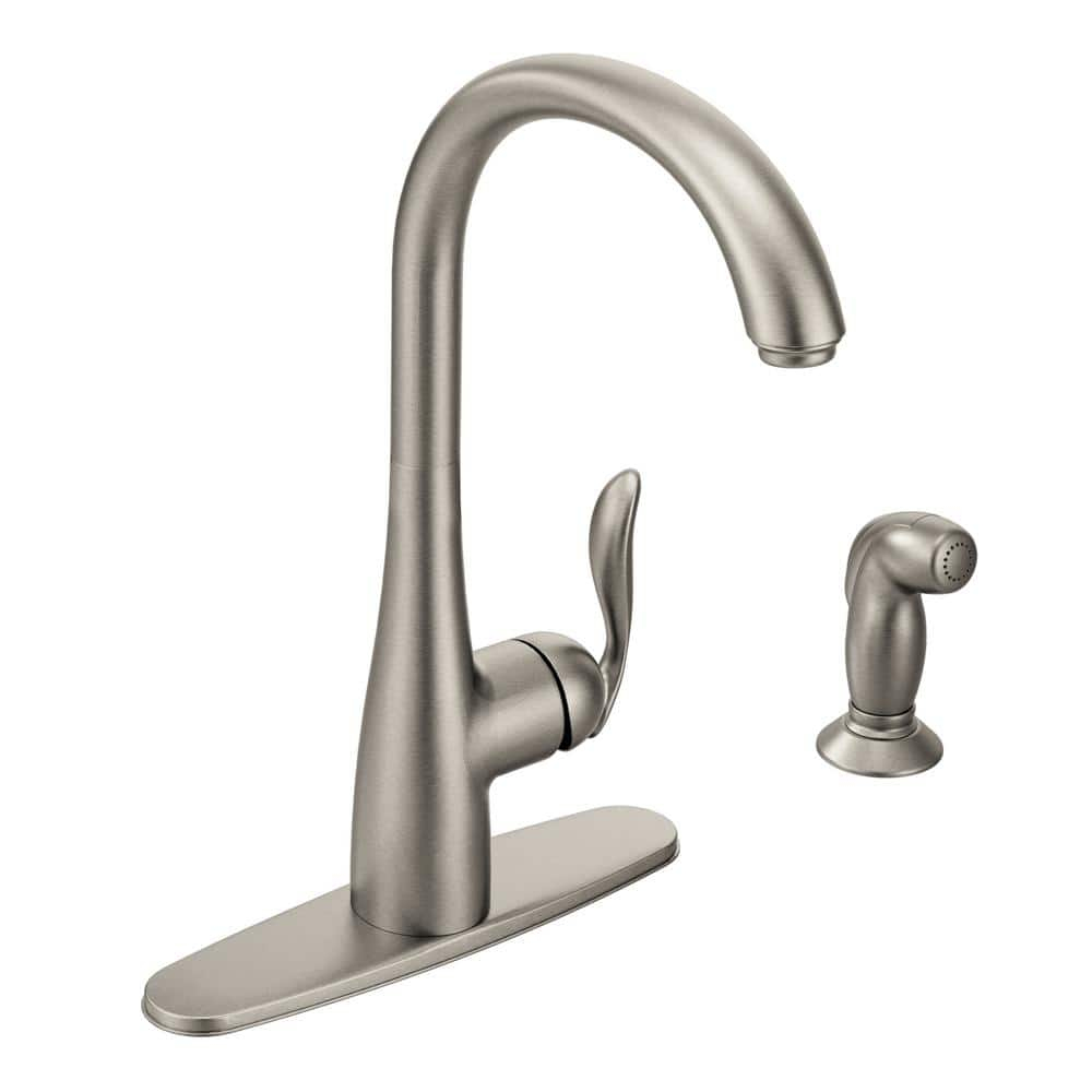 MOEN Arbor High-Arc Single-Handle Standard Kitchen Faucet with Side ...