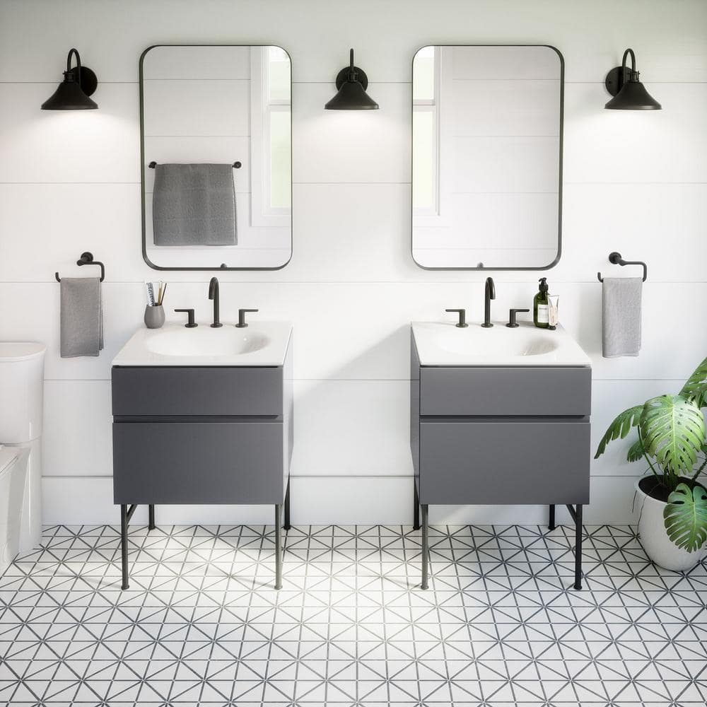 Studio S 24-Inch White Ceramic Rectangular Bathroom Sink with Overflow