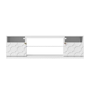 70 in.W White Storage Entertainment Center with Adjustable Shelf Fits TV Up to 80 in.