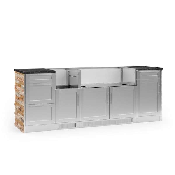NewAge Products Signature Series 95.16 in. x 25.5 in. x 37 in. 8-Piece Outdoor Kitchen Cabinet Set with DSB and 40 in. Grill Cabinet