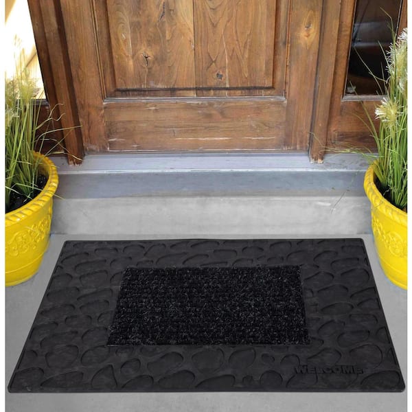 4' x 6' Door Mat Heavy Duty Entrance Indoor/Outdoor Front Vinyl Black Solid 
