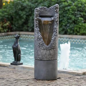 48inches Outdoor Water Foutain Rustic Decorative Water Feature for Yard Garden Patio Backyard with Light