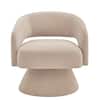 JUJABU Taupe Velvet Swivel Accent Barrel Chair with with Open Backrest for Living Room FA8-443