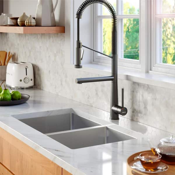 Kraus Premier Undermount 32-in x 19-in Stainless Steel Nickel Double Equal  Bowl Kitchen Sink in the Kitchen Sinks department at