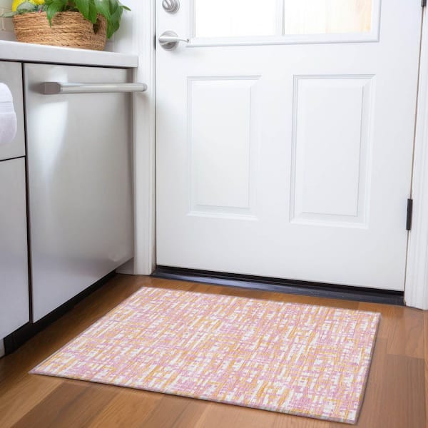 Mayfield Premium Machine Washable Abstract AMF1060 Pink 2 ft. x 3 ft. Area Rug