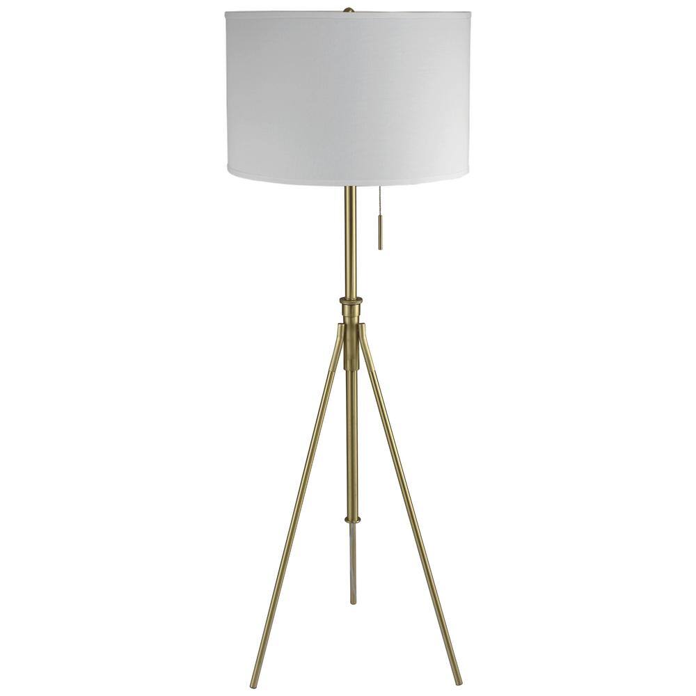 Sunpez 72 in. H Brushed Gold 2Light Adjustable Tripod Floor Lamp with