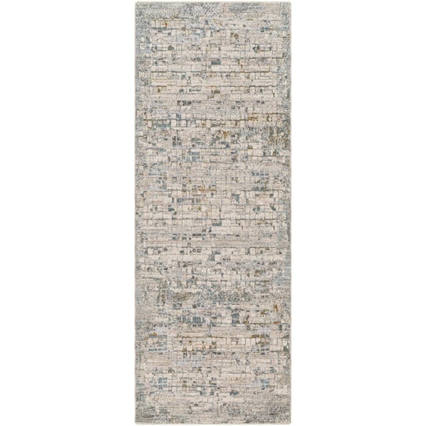 Harris Gray/Blue 3 ft. x 7 ft. Abstract Indoor Runner Area Rug