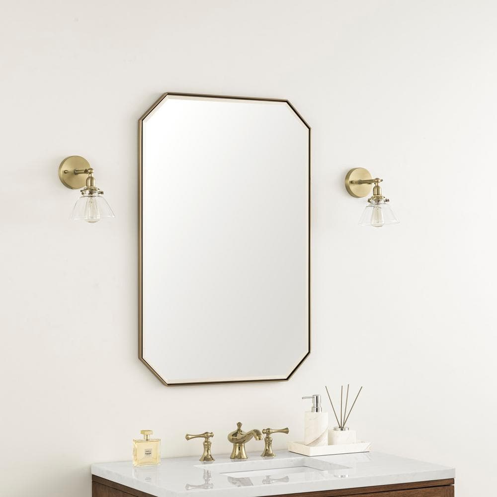 Rohe 36" x 24" Champagne Brass Minimalist Vanity Mirror