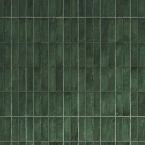 Spanish Artis Dark Green 12 in. x 24 in. Glazed Porcelain Wall Tile (5-Pcs, 10.76 sq. ft./Case)