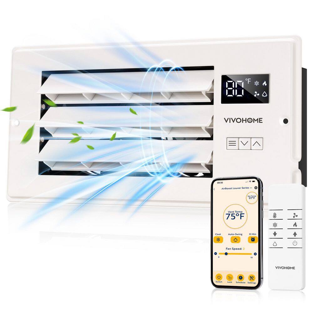 10 in. x 4 in Aluminum Wall/Ceiling Smart Register Booster Fan with Adjustable Louver in White price history on PriceWatchPro