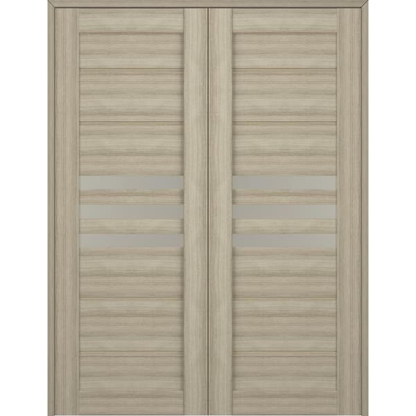Belldinni Dome 48 in. x 84 in. Both Active Frosted Glass 3-Lite Shambor Wood Composite Double Prehung Interior Door