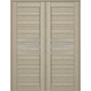 Dome 60 in. x 96 in. Solid Core Both Active 3-Lite Frosted Glass Shambor Wood Composite Double Prehung Interior Door