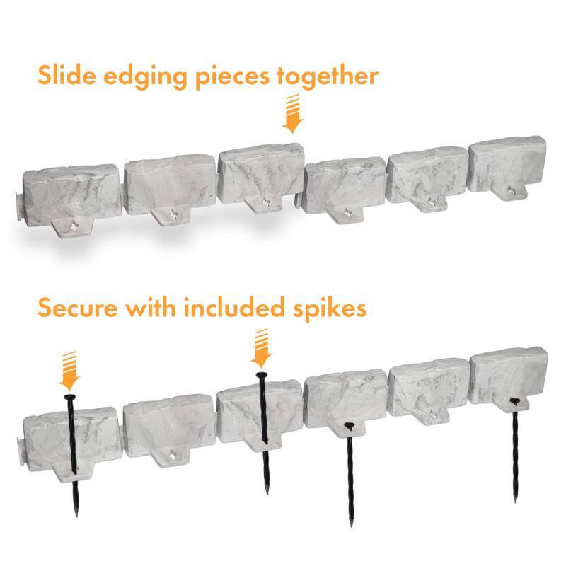 Light Gray Faux Stone Plastic No-Dig Landscape Edging Kit, 90 ft.