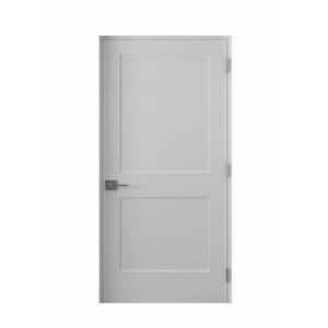 34 in. x 80 in. Left-Handed Solid Core Composite White Primed Single Prehung Interior Door Matte Black Hinges