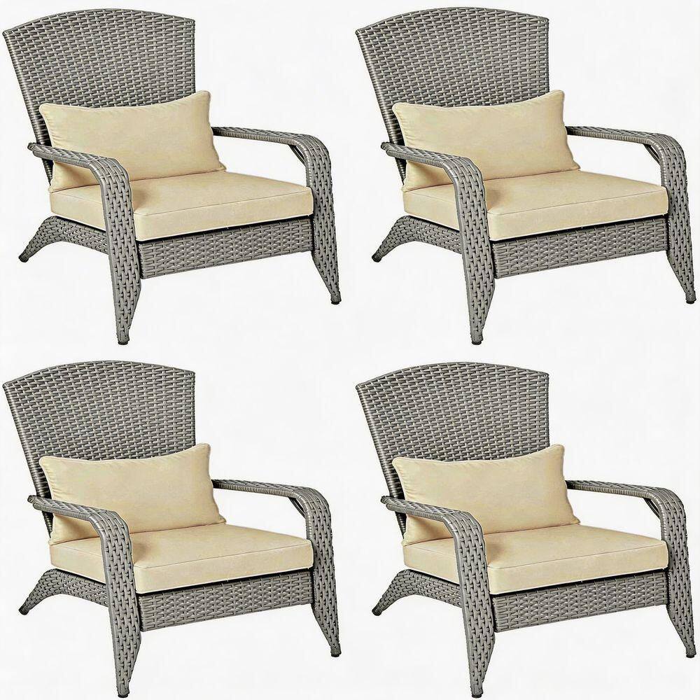 Light Gray Classic Wicker Folding Adirondack Chair (4-Pack) price history on PriceWatchPro