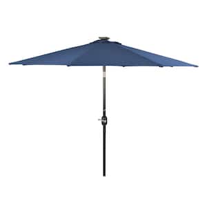 7 ft. Deluxe Market Solar Powered LED Lighted Patio Umbrella in Blue
