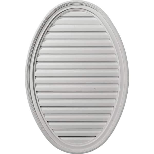 Ekena Millwork 25 in. x 37 in. Oval Primed Polyurethane Paintable Gable Louver Vent Functional
