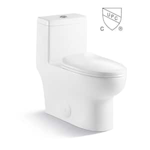 Kingsman Casa Max 1-Piece 1.2/1.6 GPF Dual Flush Elongated Toilet in White Seat Included