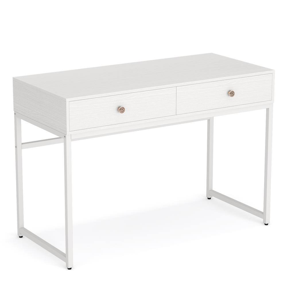 BYBLIGHT Moronia 47 in. White 2 Drawer Computer Desk Makeup Vanity ...