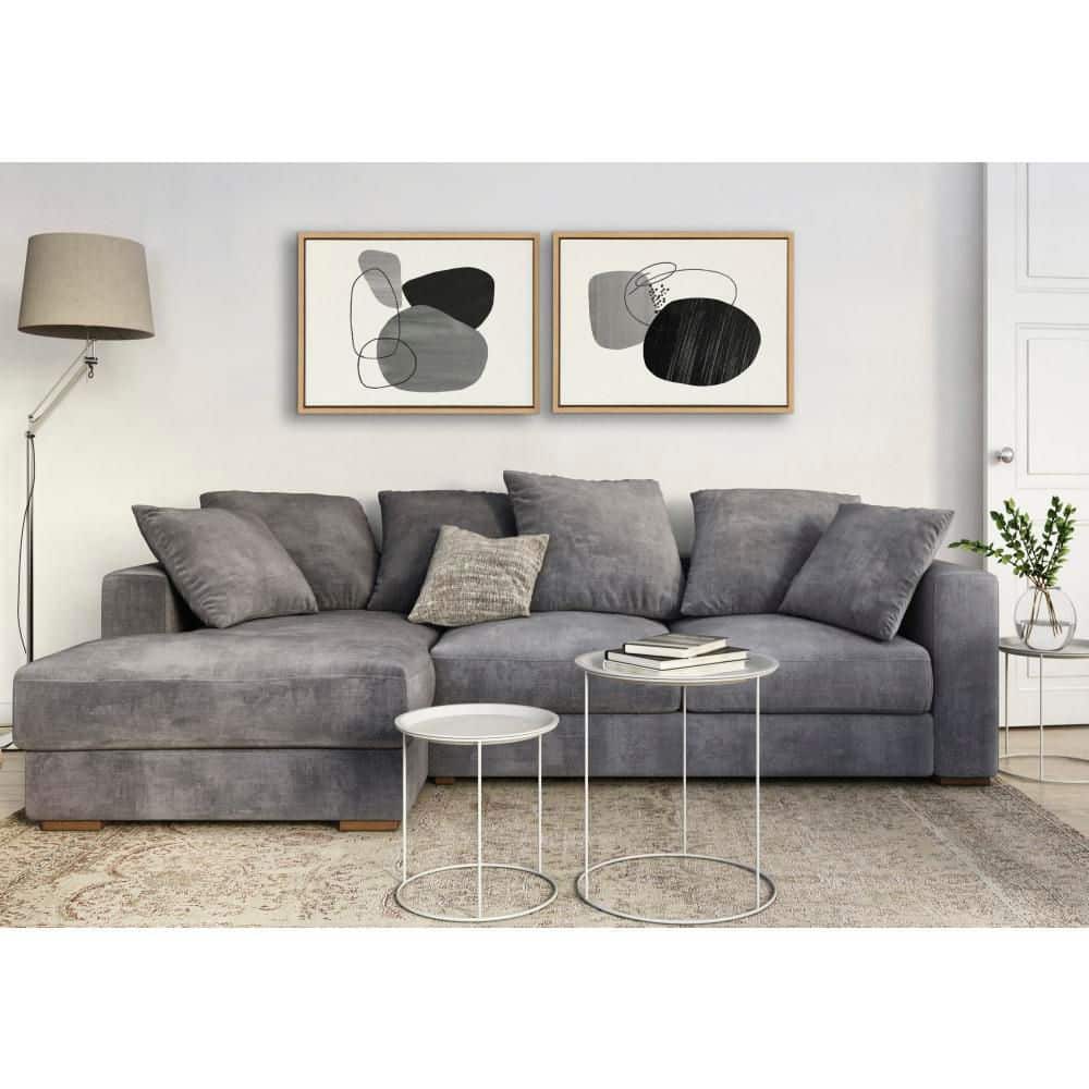 Sylvie 18x24 Black and Gray Abstract Canvas Art Set