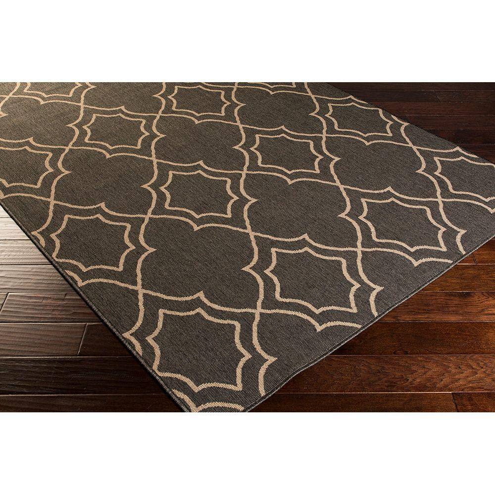 Handmade Trellis Black Viscose 5' x 7' Stain-Resistant Rug