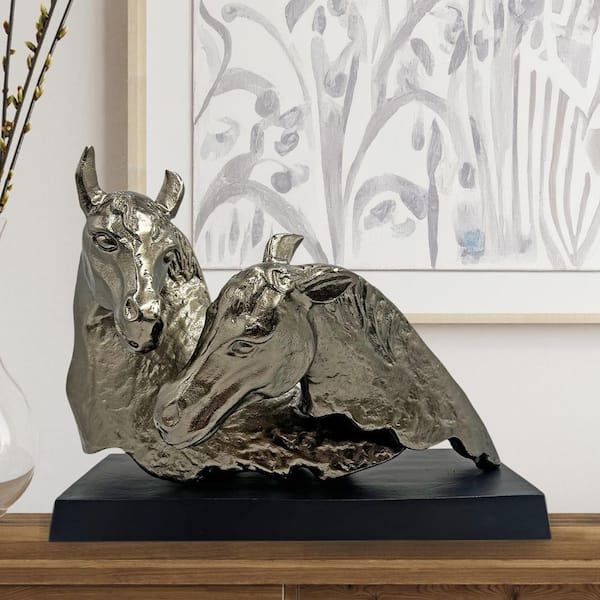 Bronze 18 in. x 14 in. Wide Handmade Aluminum Metal Abstract Horse Sculpture