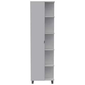 20.15 in. W x 8.58 in. D x 62.2 in. H White Linen Cabinet Storage Cabinet with 9 Shelves and Single Door