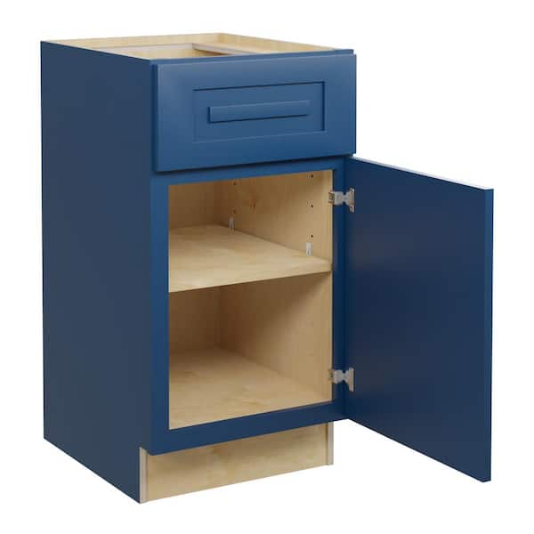 Home Decorators Collection Grayson 18 in. W x 21 in. D x 34.5 in. H Assembled Plywood Base Bath Cabinet in Mythic Blue with Soft Close RH