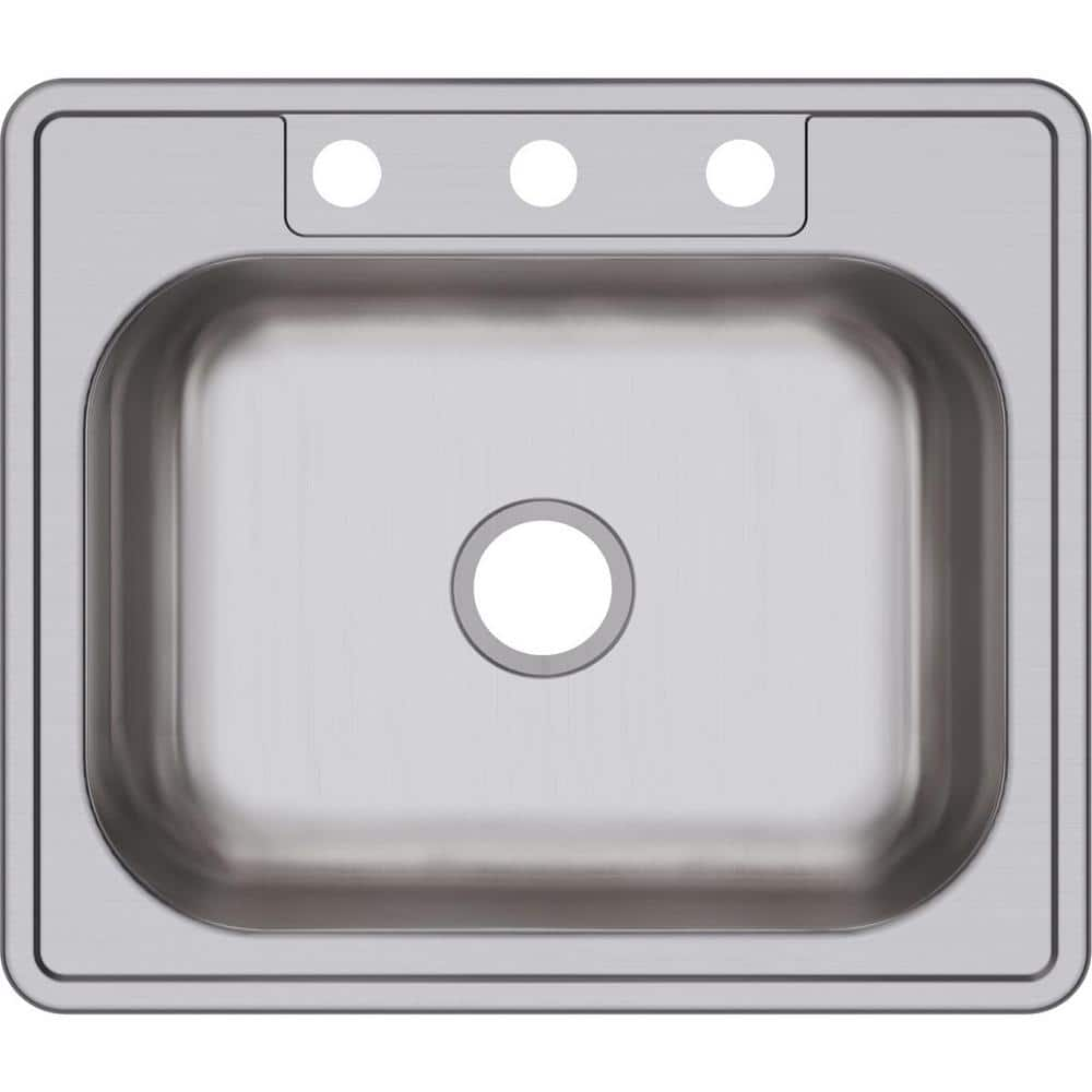 Elkay Dayton 25 in. Drop-in Single Bowl 22-Gauge Satin Stainless Steel Kitchen Sink Only