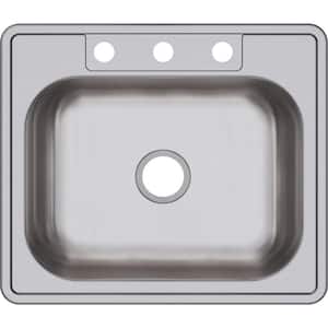 Dayton 25in. Drop-in 1 Bowl 22 Gauge Satin Stainless Steel Sink Only and No Accessories