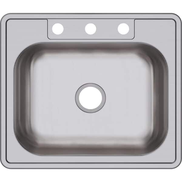 Elkay Dayton 25in. Drop-in 1 Bowl 22 Gauge Satin Stainless Steel Sink Only and No Accessories