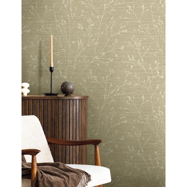 60.75 sq. ft. Beige Withington Branch Embossed Vinyl Unpasted Wallpaper Roll