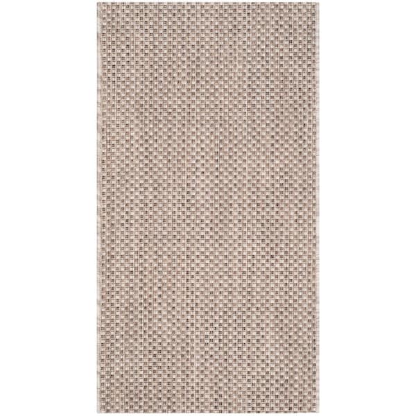 SAFAVIEH Courtyard Beige/Brown Doormat 2 ft. x 4 ft. Solid Indoor/Outdoor Patio Area Rug