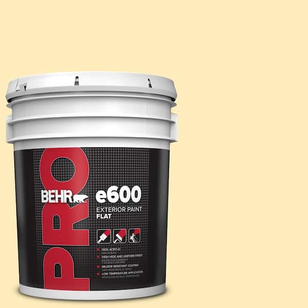 BEHR PRO 5 gal. #P290-1 Soft Buttercup Flat Exterior Paint