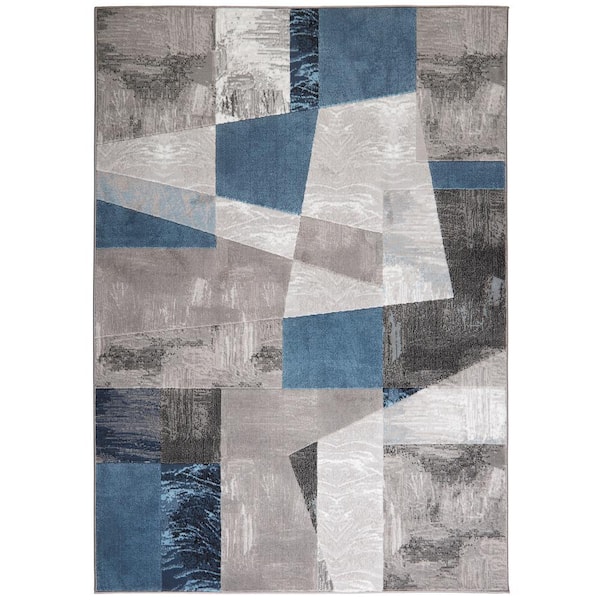 Home Dynamix Catalina Gray/Blue 8 ft. in. x 10 ft. Geometric Area Rug