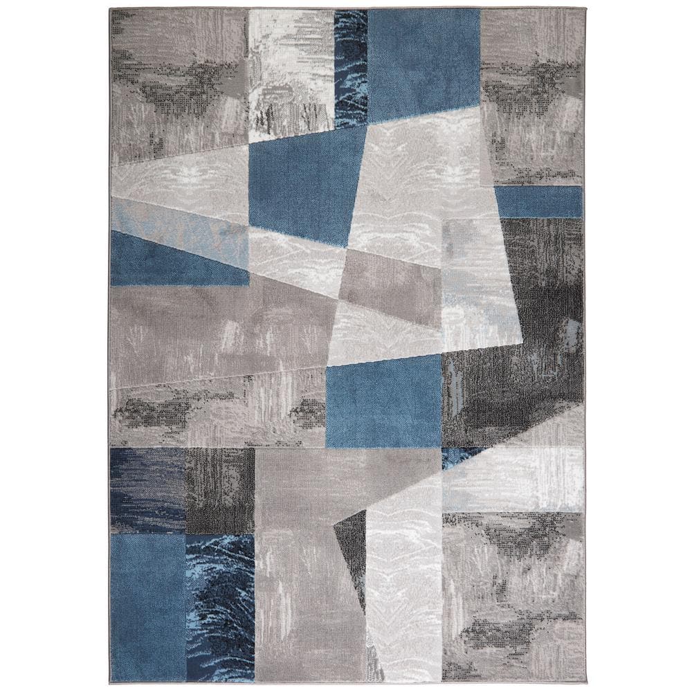 Home Dynamix Catalina Gray/Blue 5 ft. in. x 8 ft. Geometric Area Rug 2N