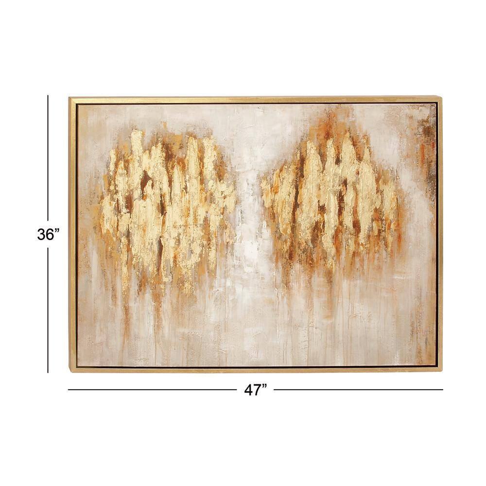 Golden Abstract Landscape Canvas Art in Thin Frame