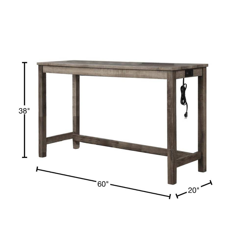 Yosef Black Charcoal Rectangular Wood Counter Height Bar Table
