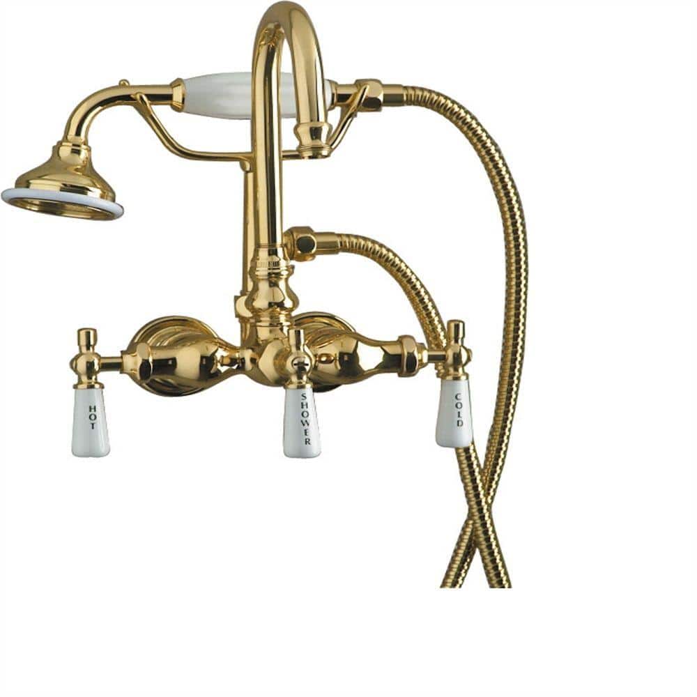 Pegasus 3-Handle Claw Foot Tub Faucet with Gooseneck Spout and
