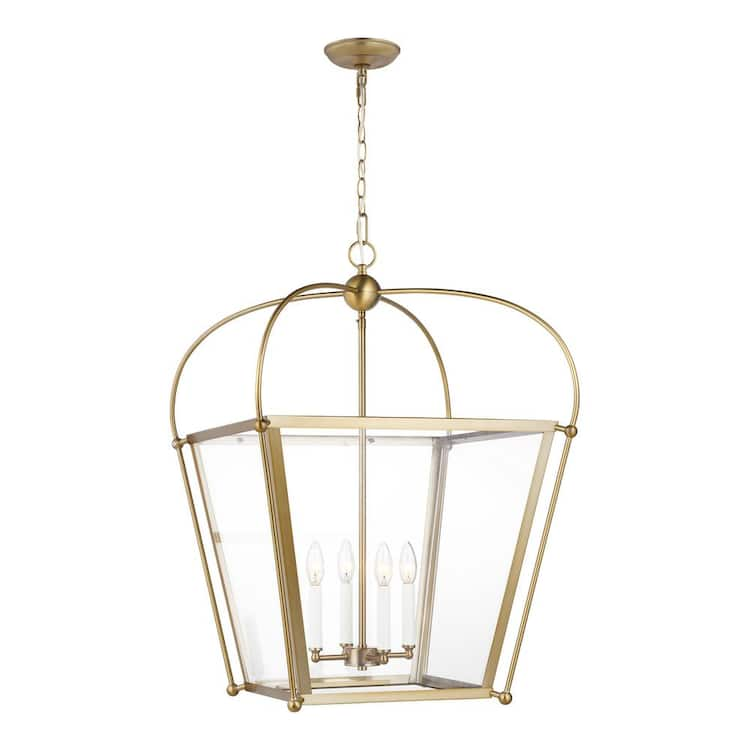 Charleston Medium 4-Light Satin Brass Shaded Hanging Pendant Light