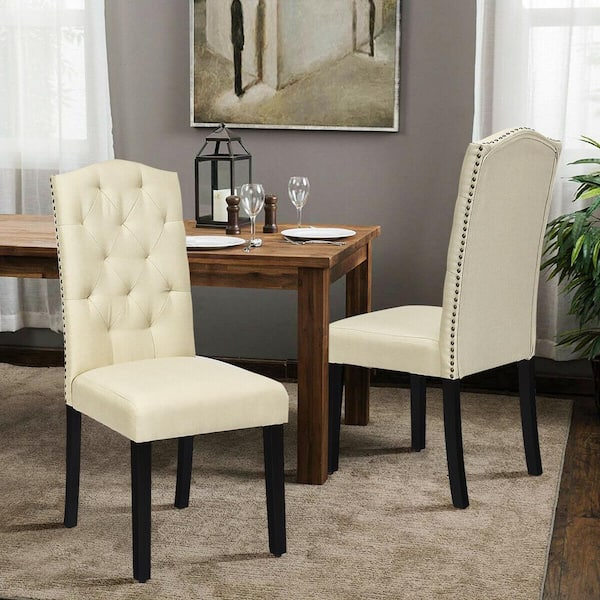 Forclover Beige Tufted Upholstered, Southwestern Upholstered Dining Chairs