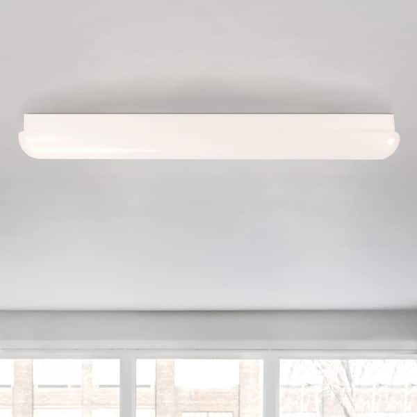 Cloud 36 in. 1-Light White Integrated LED Linear Puff Semi-Flush Mount