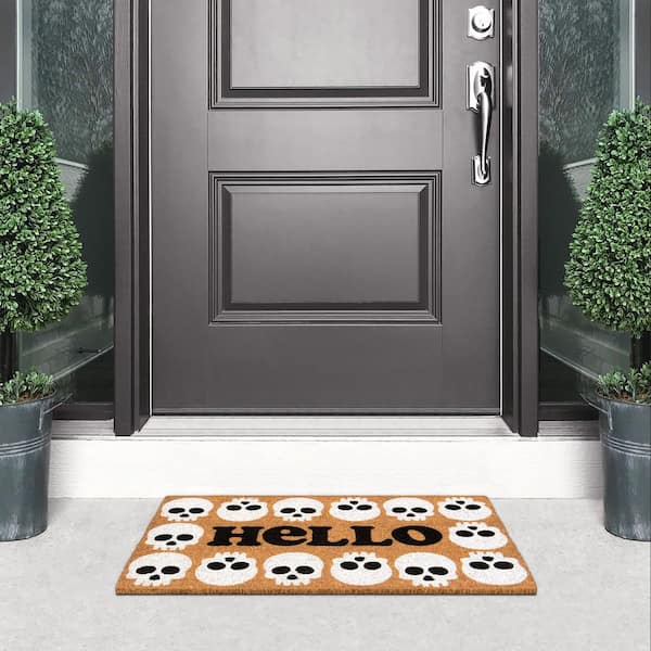 Hello Skull 18 in. x 30 in. Coir Doormat